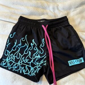 Kill Crew Black and Blue Flame Women's Shorts